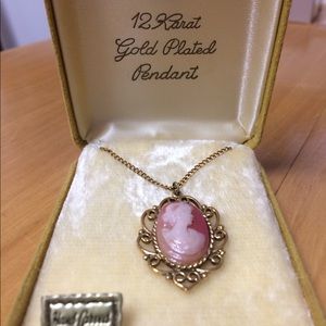 Cameo necklace 12K gold plated necklace.